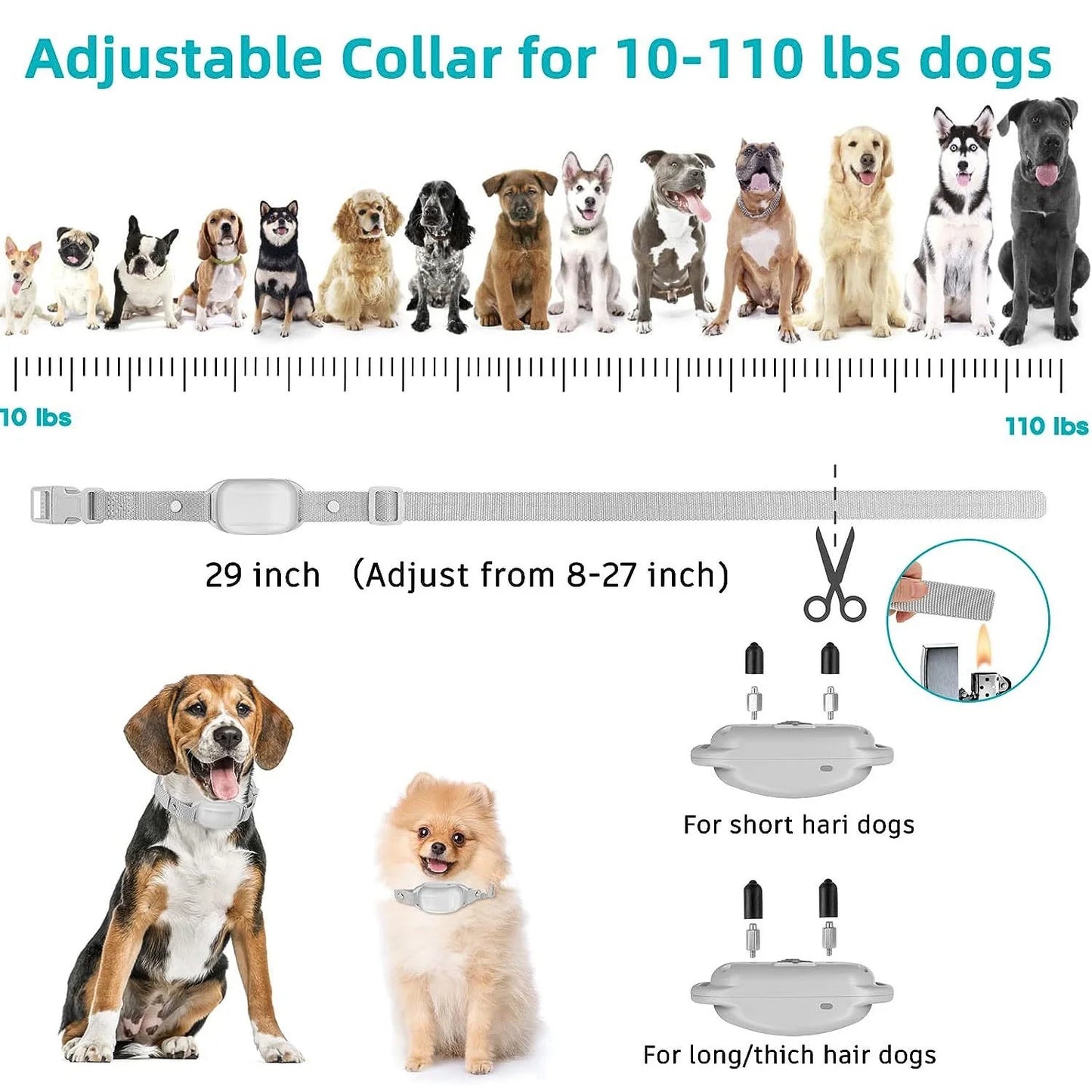 Dog Shock Collar, Dog Training Collar with Remote, Shock Collar for Dogs with Beep, Vibration, Safe Shock, Rechargeable Waterproof Dog Collar for Small Medium Large Dogs